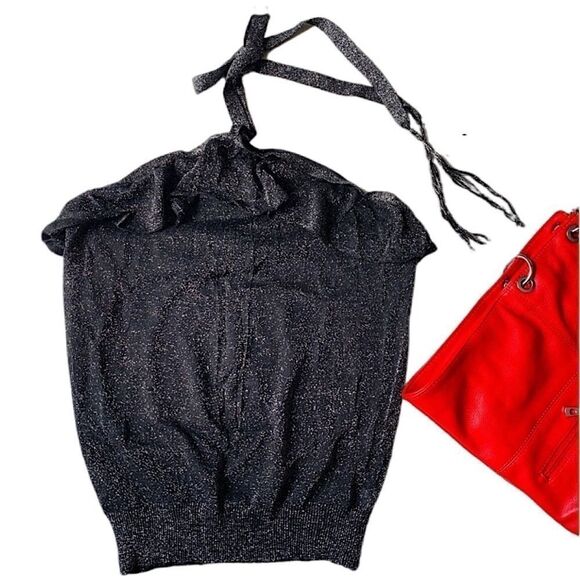 NEW YORK & COMPANY BLACK HALTER BLOUSE - Picture 4 of 15